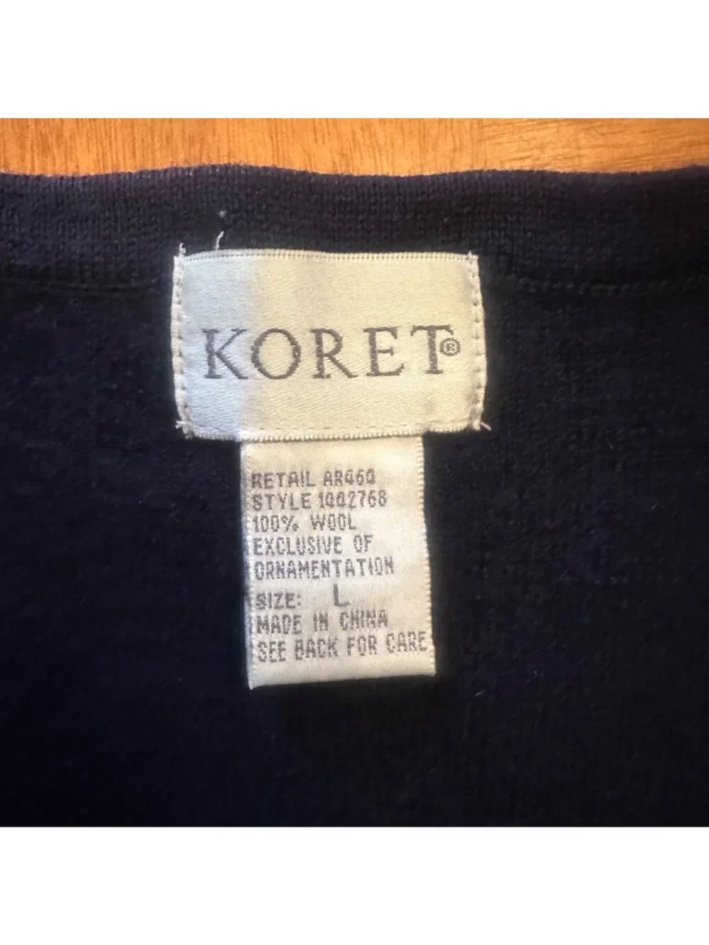 Koret Navy Wool Embroidered Paisley Womens Vest Size L